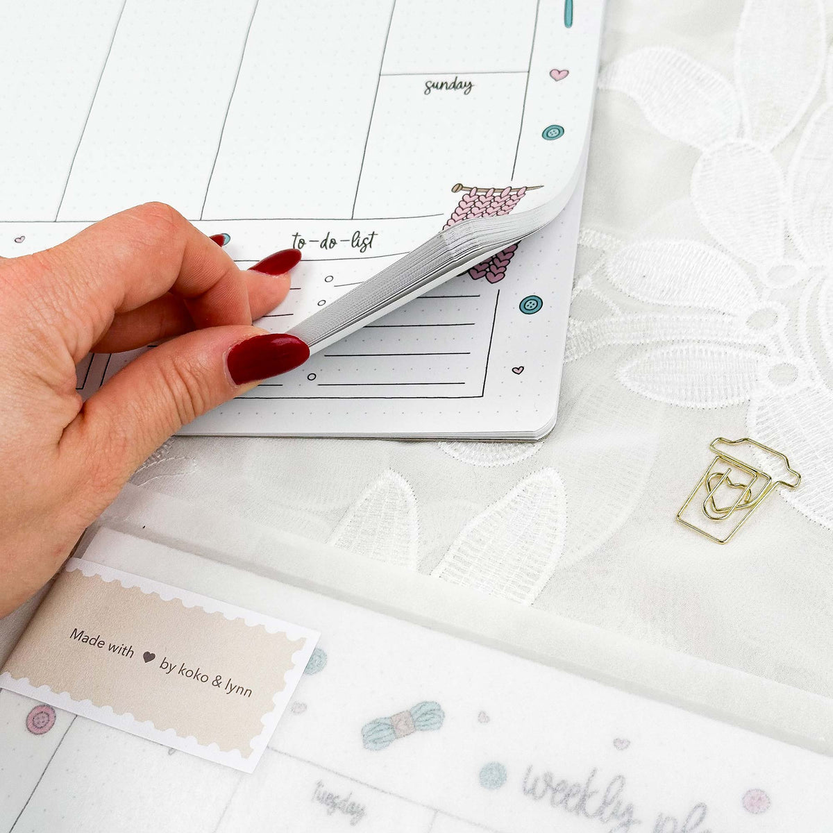 Weekly Planner Pad - A4 - Knitting - 100% recycled paper - 50 pages