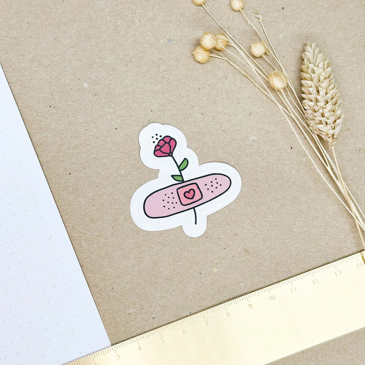 Hand-drawn sticker - Flower with plaster - Size M