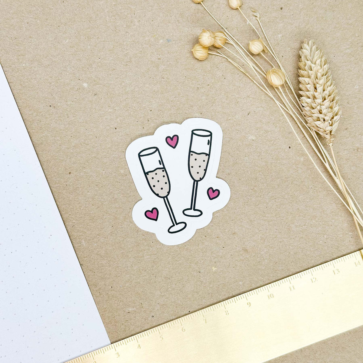 Hand-drawn sticker - Champagne Glasses - Size M