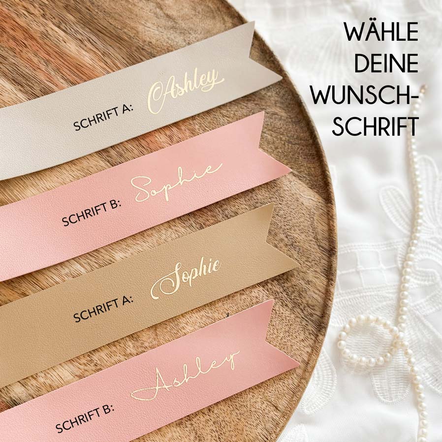 Personalisiertes Lesezeichen - Veganes Leder - Beige