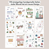 SPECIAL VERSION - Hand-drawn planner - Undated - 100% recycled paper - Black vegan leather