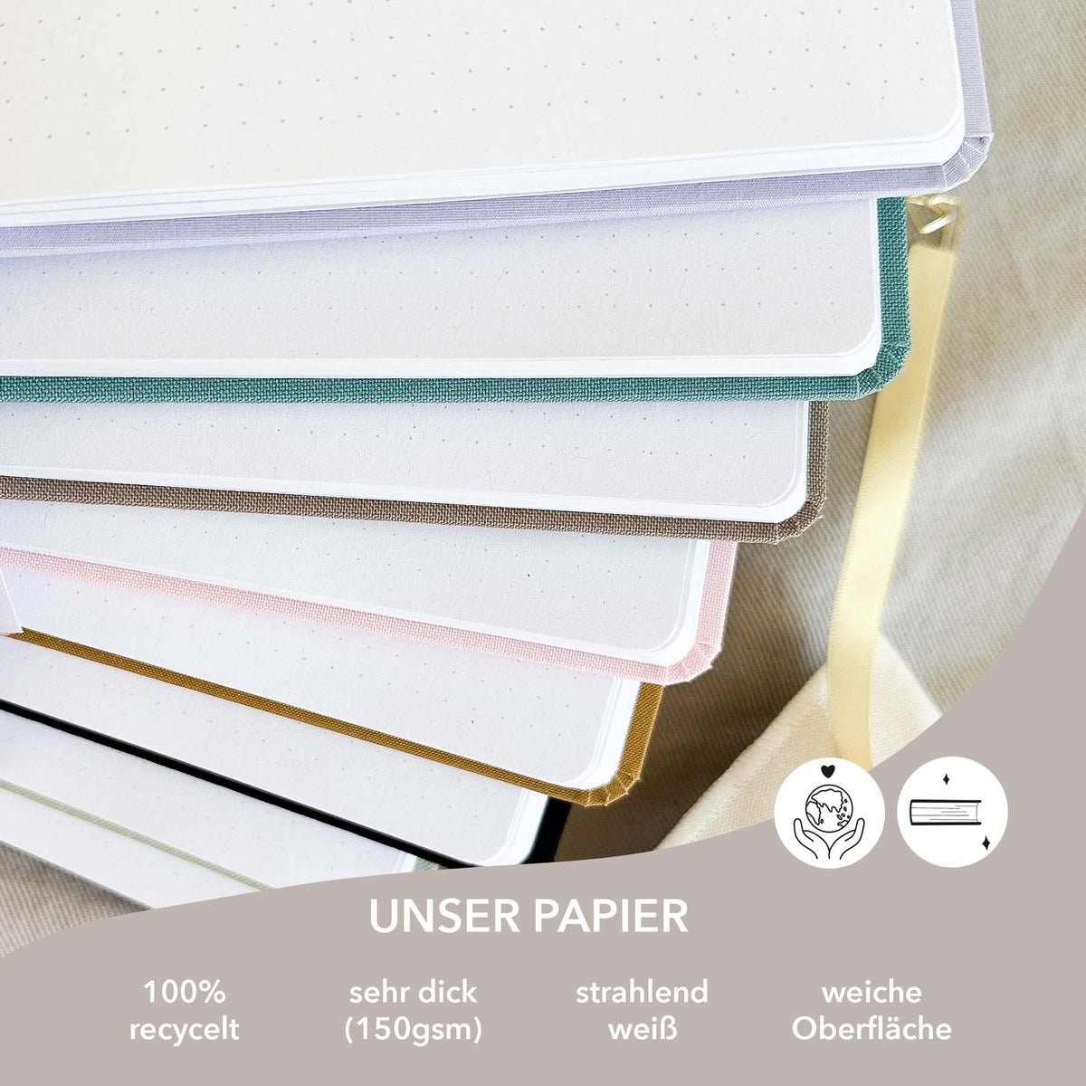 Dotted notebook - 176 pages - 100% recycled paper - Olive
