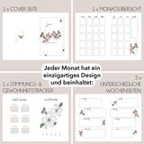 November - Books theme - Monthly Journal Insert Undated - 16 hand-drawn pages