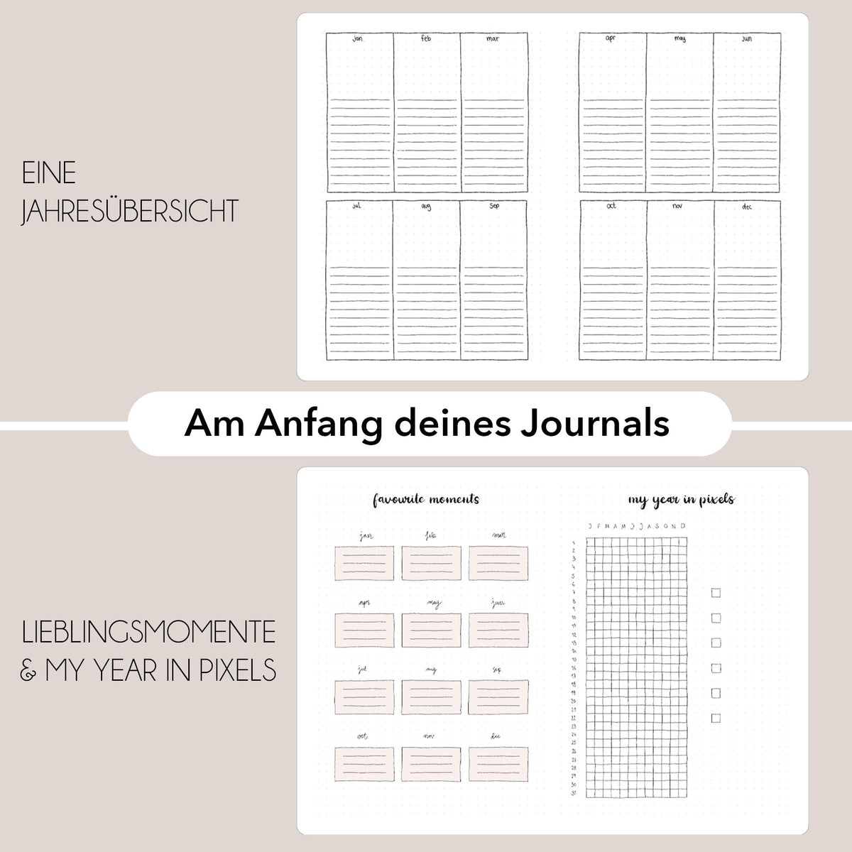 Hand-drawn journal - Undated planner - Black
