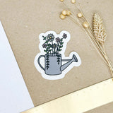 Hand-drawn sticker - Watering can with flowers - Size M