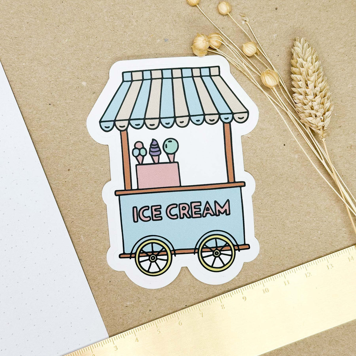 Hand-drawn sticker - Ice cream van - Size L