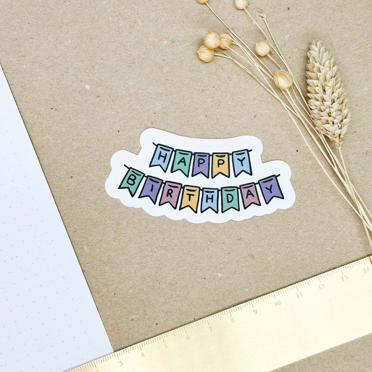 Hand-drawn sticker - Happy birthday garland - Size M