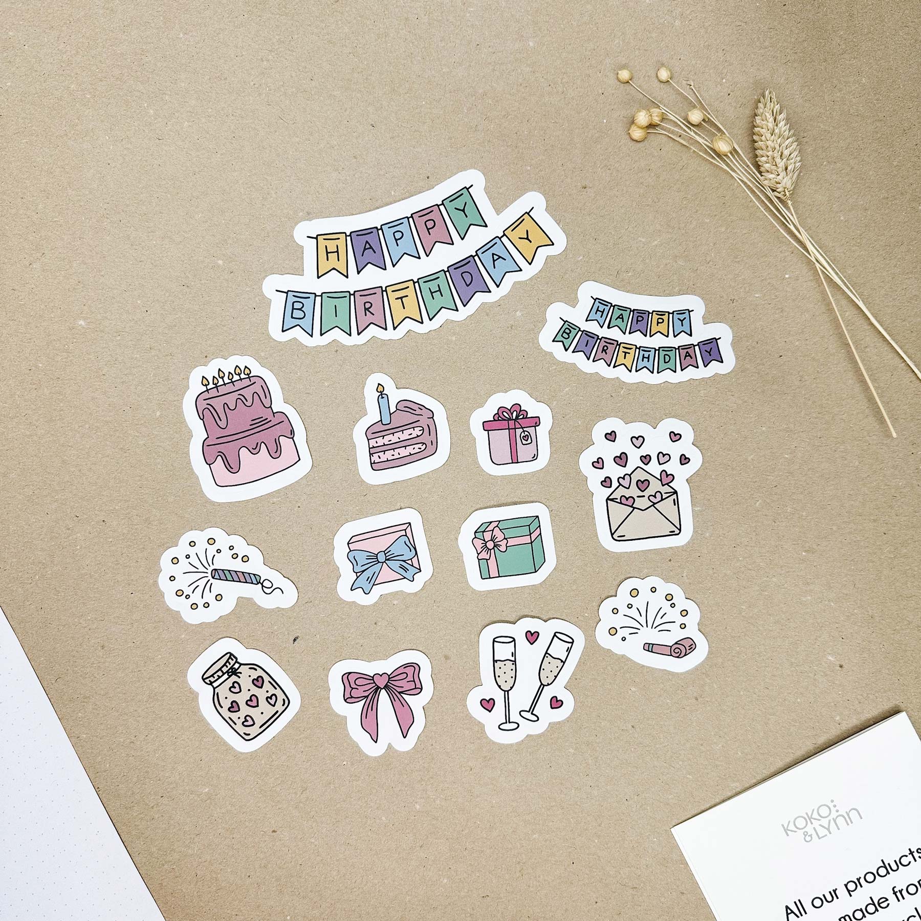 13 hand-drawn stickers - Celebration bundle – koko & lynn