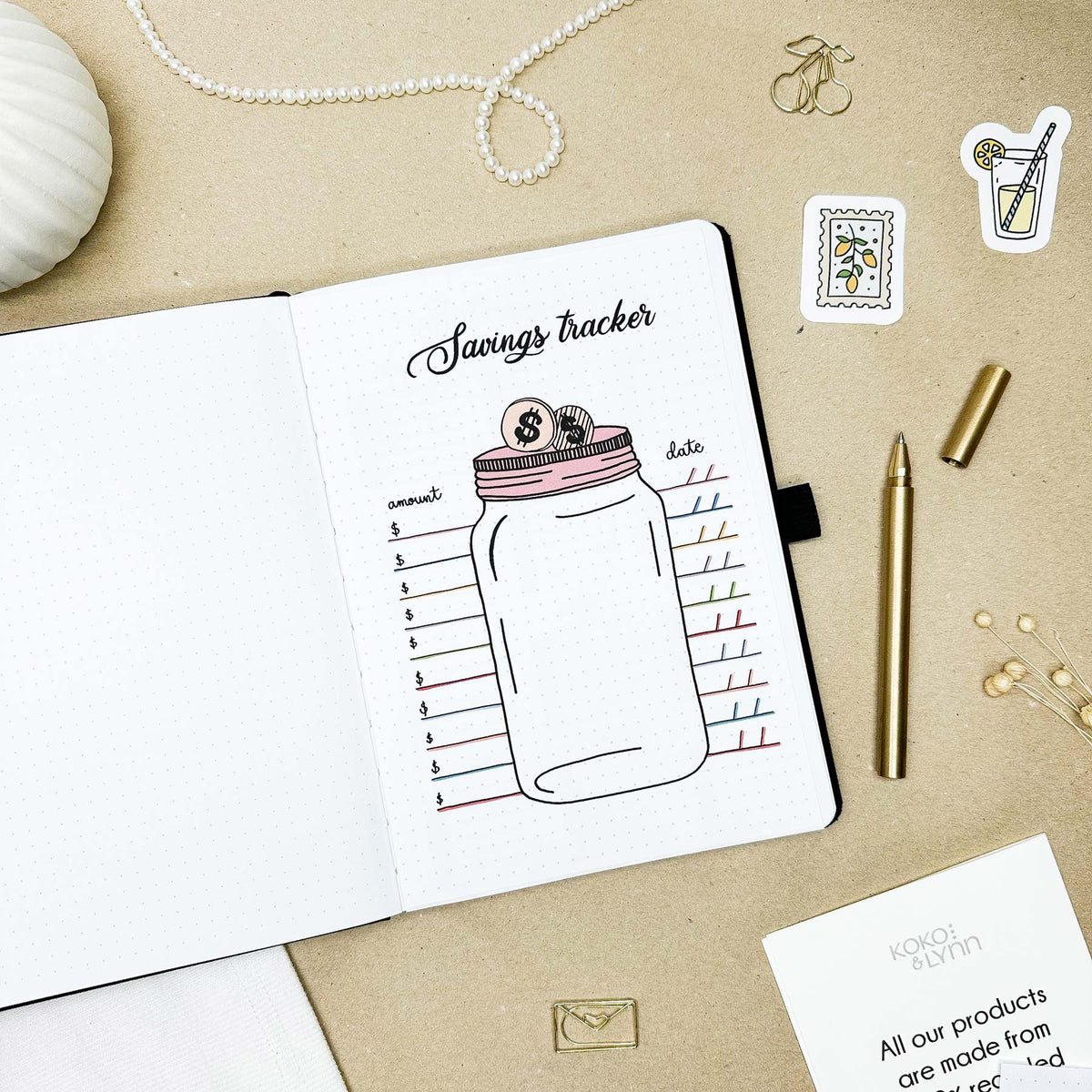 Savings tracker - Stick-in-page - 100% recycled paper