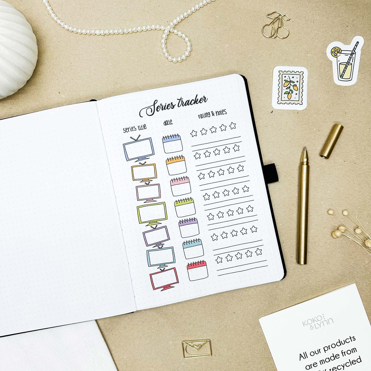 Series tracker - Stick-in-page - 100% recycled paper