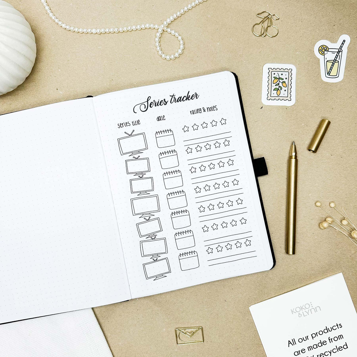 Series tracker - Stick-in-page - 100% recycled paper