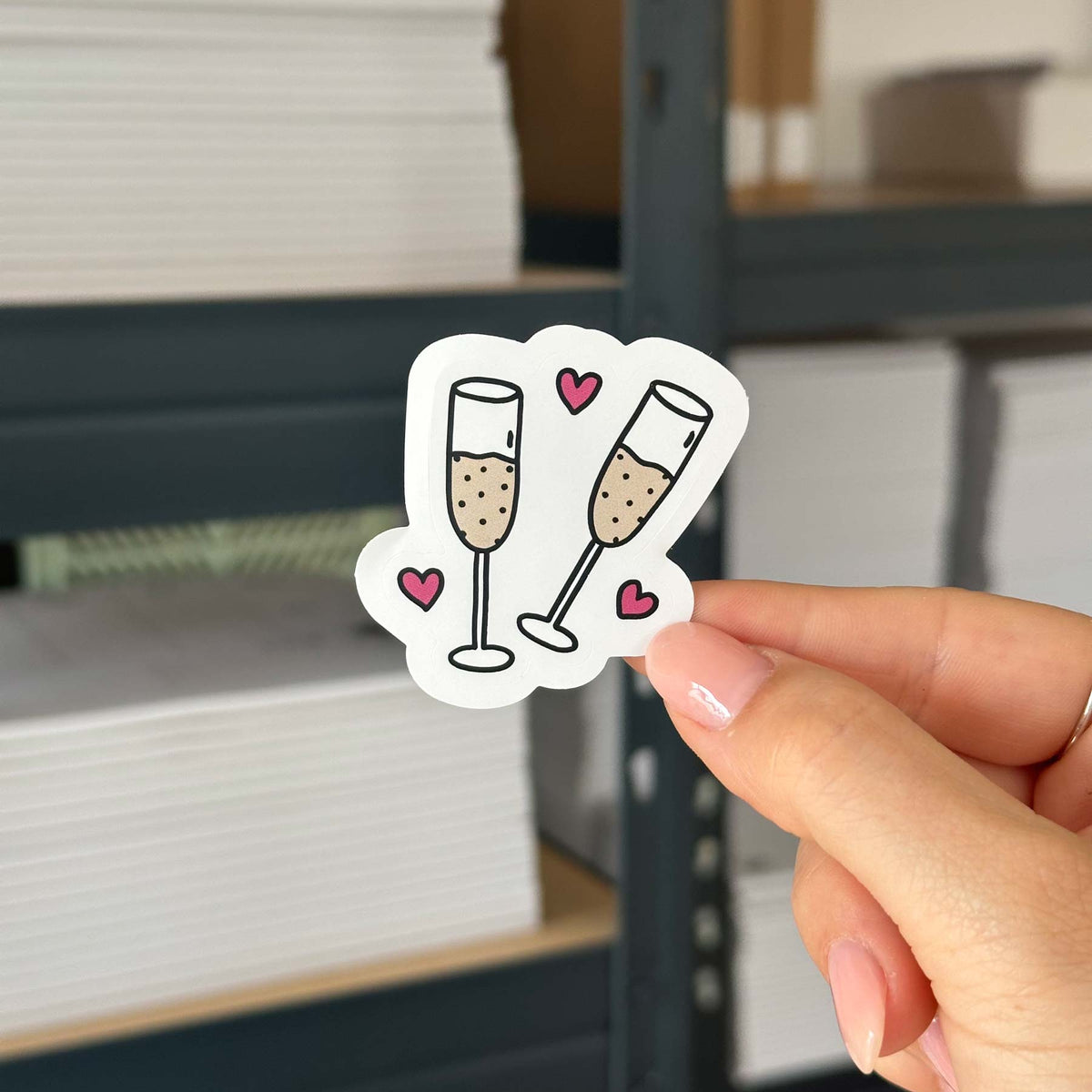 Hand-drawn sticker - Champagne Glasses - Size M