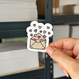 Hand-drawn sticker - Letter with hearts - Size M