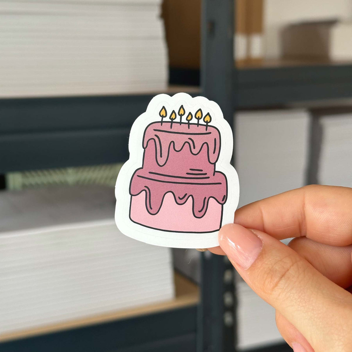 Hand-drawn sticker - Birthday cake - Size M