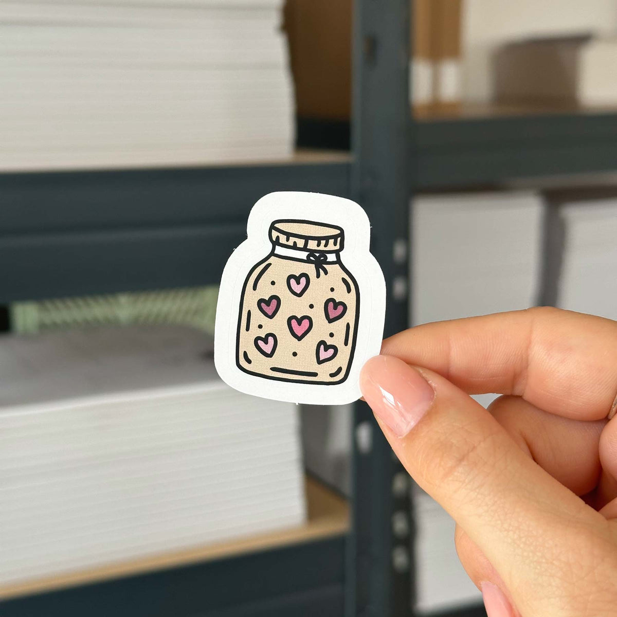 Hand-drawn sticker - Jar of hearts - Size M