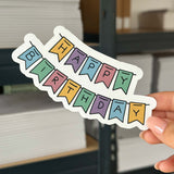 Hand-drawn sticker - Happy birthday garland- Size L