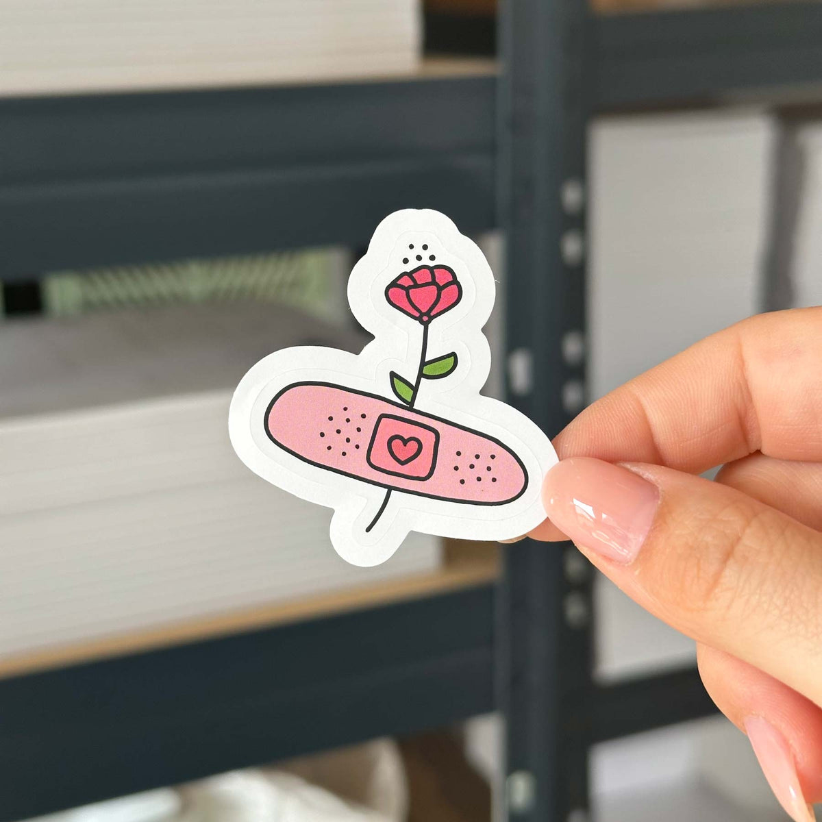 Hand-drawn sticker - Flower with plaster - Size M