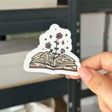 Hand-drawn sticker - Book with flowers - Size M