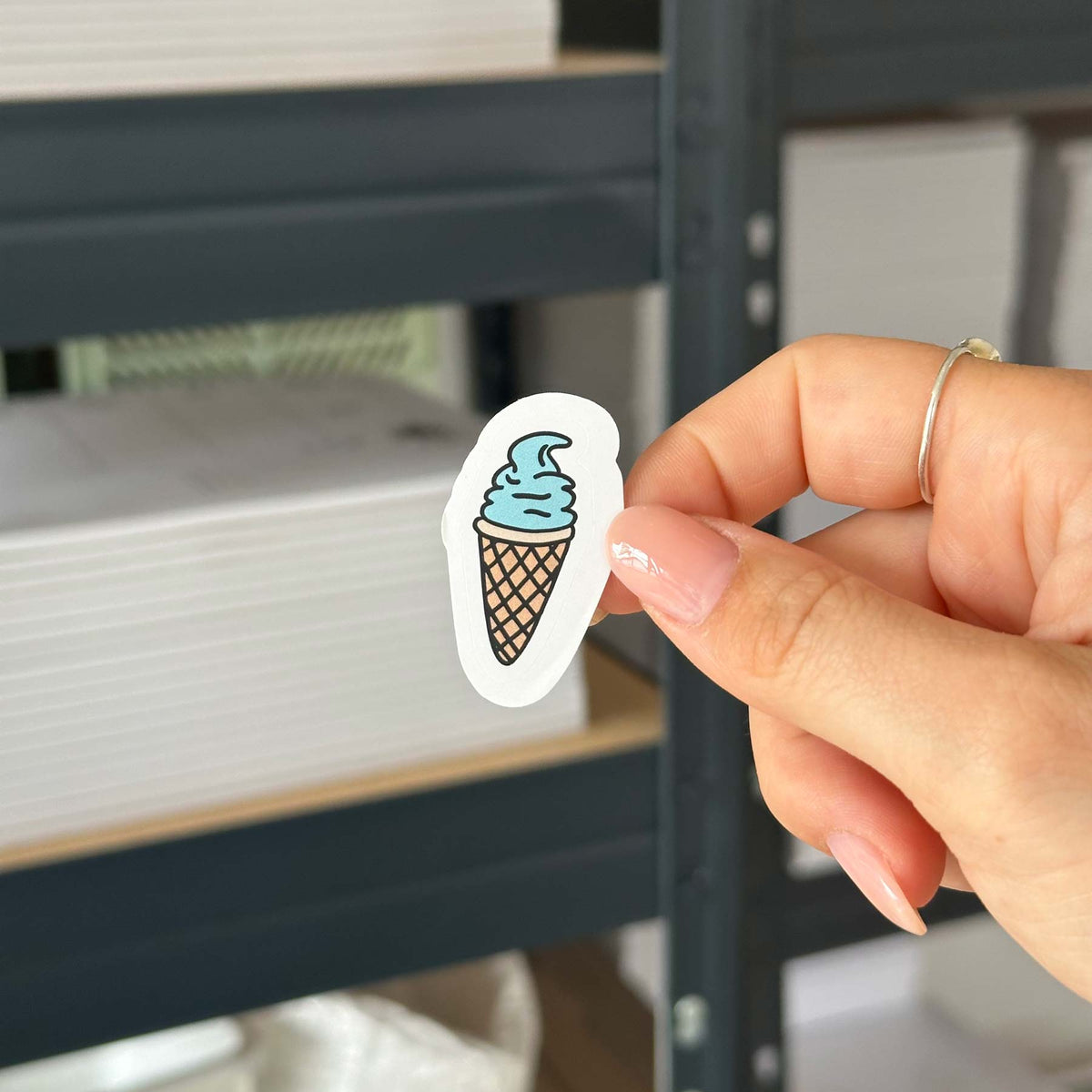 Hand-drawn sticker - Blue ice cream - Size S