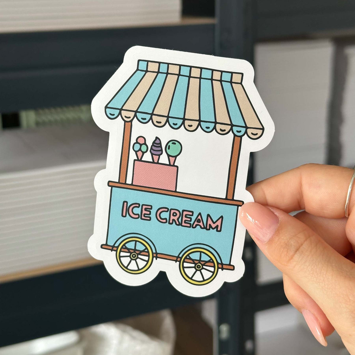 Hand-drawn sticker - Ice cream van - Size L