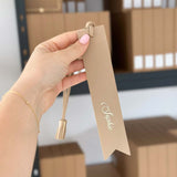Personalized bookmark - Vegan leather - Beige