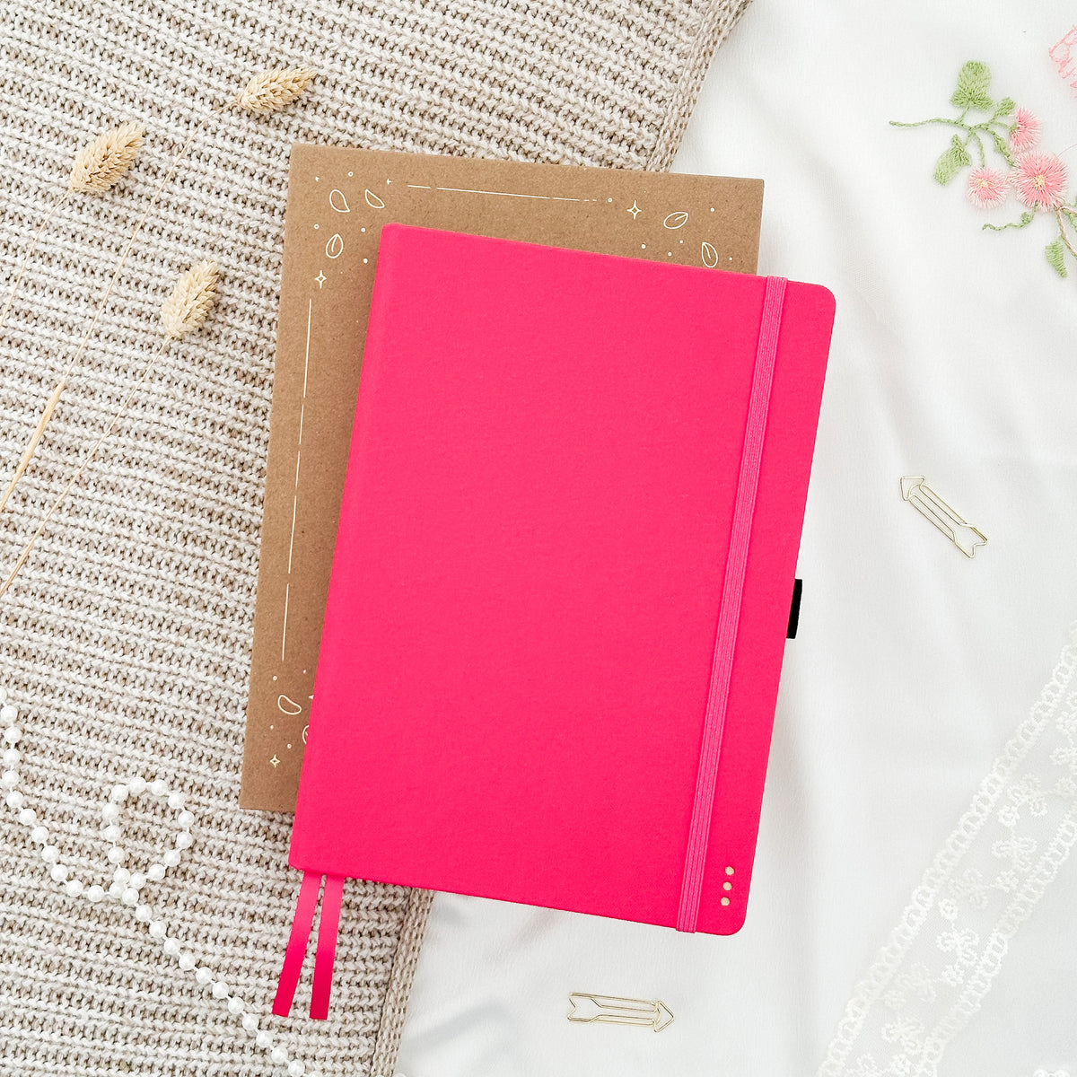 Hand-drawn journal - Undated planner - Hot Pink