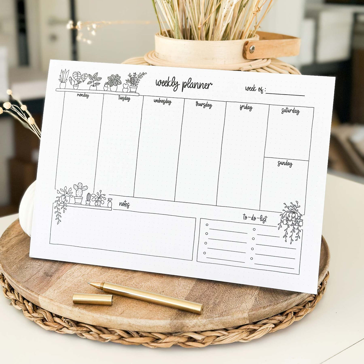 Weekly Planner Pad - A4 - Plants - 100% recycled paper - 50 pages