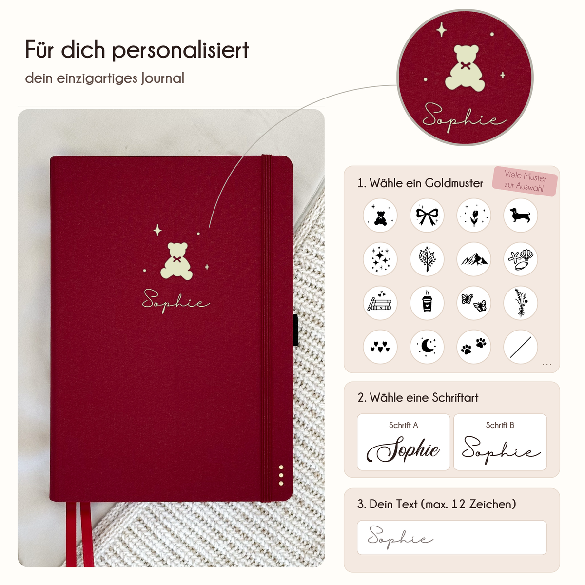 Hand-drawn journal - Undated planner - Hot Pink