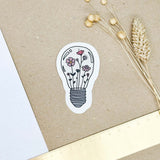 Hand-drawn sticker - Lightbulb with flowers - Size M