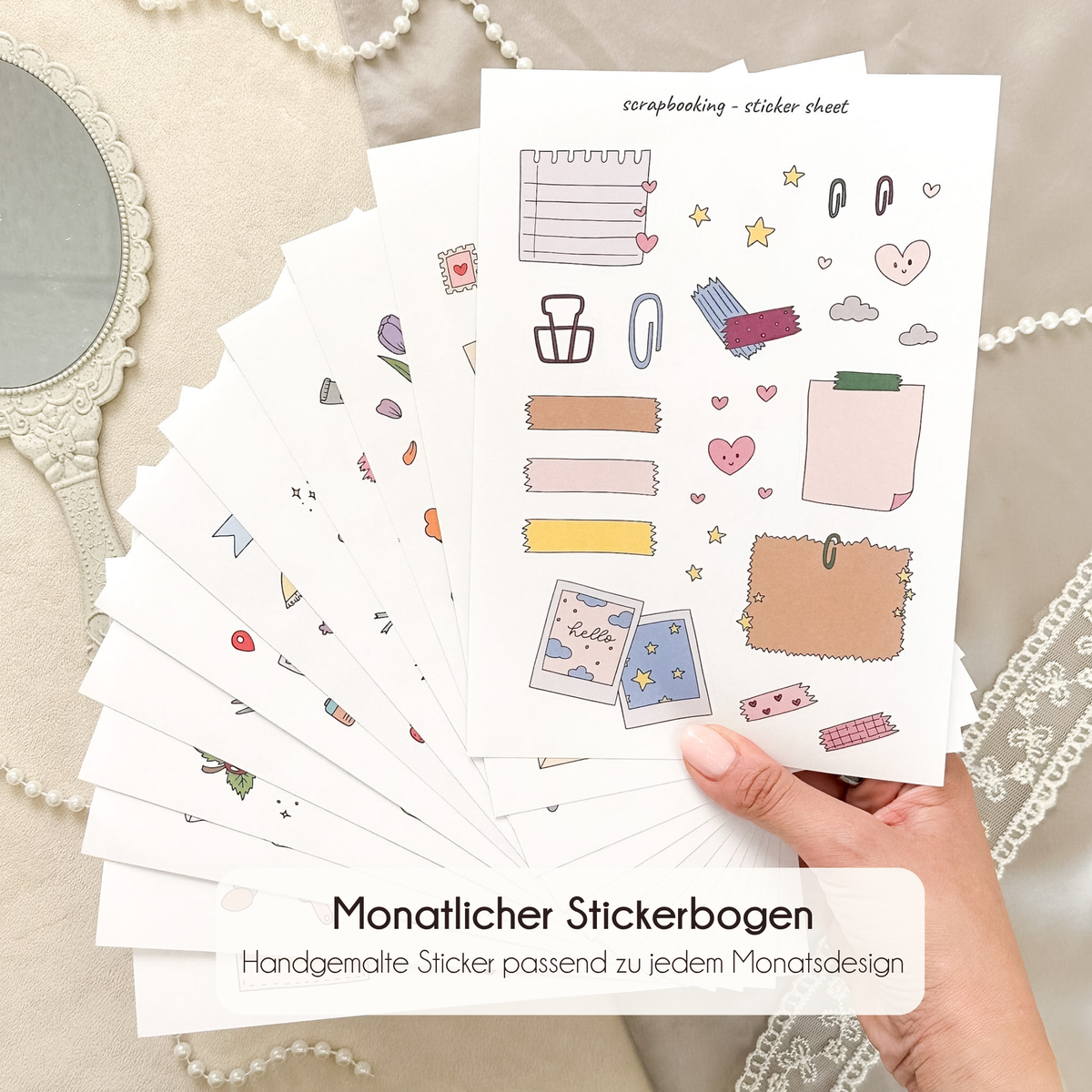 Hand-Drawn Monthly Sticker Sheets – Set of 12 · 2026/27 collection