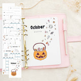 October - Halloween theme - Monthly Journal Insert Undated - 16 hand-drawn pages