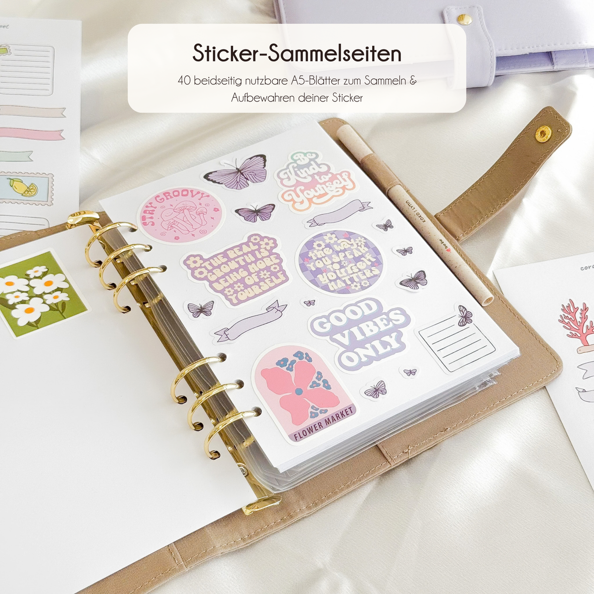 Sticker-Sammelseiten – 40 beidseitige A5-Einlagen