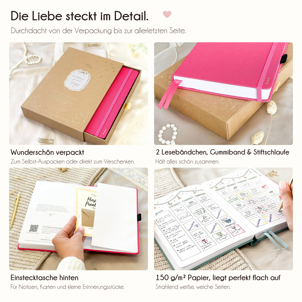 Hand-drawn journal - Undated planner - Hot Pink