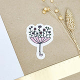 Hand-drawn sticker - Umbrella with flowers - Size M
