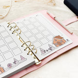 February - Bows theme - Monthly Journal Insert Undated - 16 hand-drawn pages