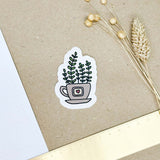 Hand-drawn sticker - Cup with plants - Size M