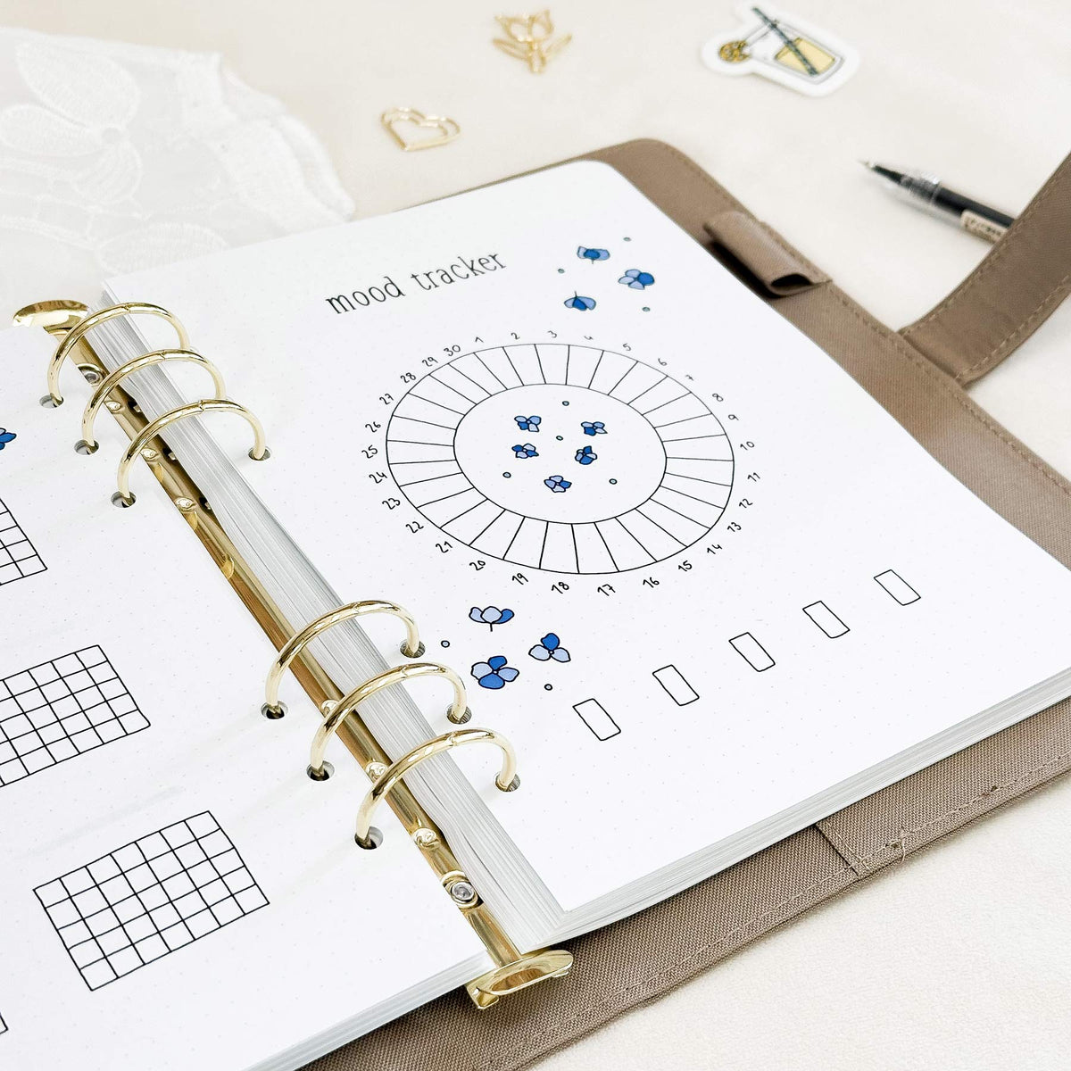 June - Hydrangeas theme - Monthly Planner Undated - 16 hand-drawn pages