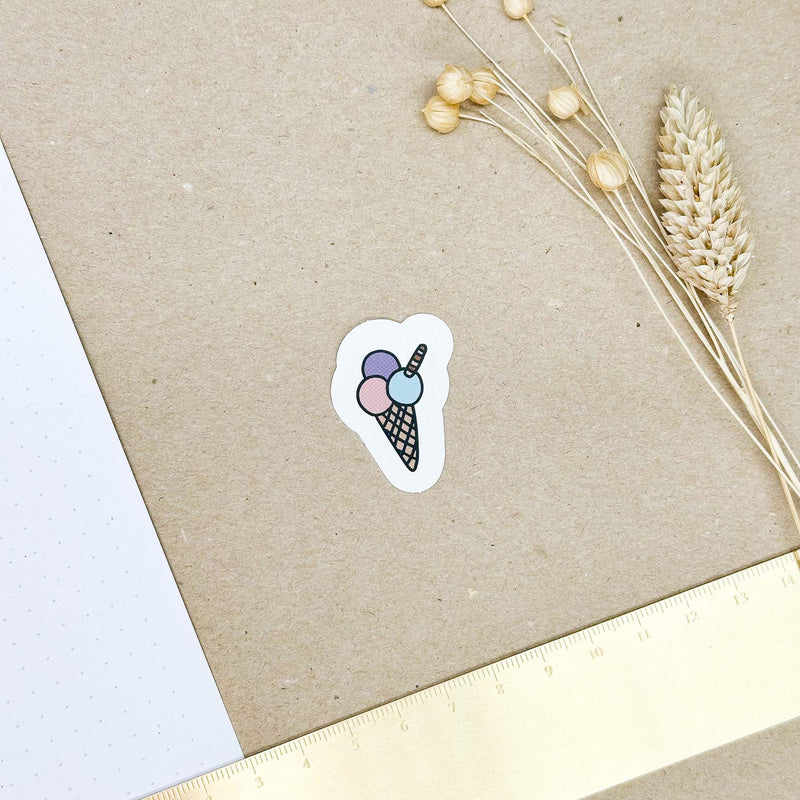 Hand-drawn sticker - 3 scoop ice cream - Size S
