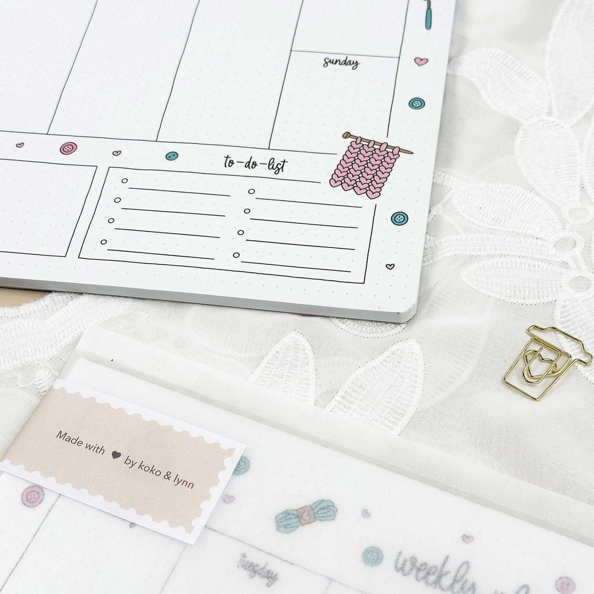 Weekly Planner Pad - A4 - Knitting - 100% recycled paper - 50 pages
