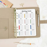 Birthday Tracker - Binder Insert - Single Tracker Page