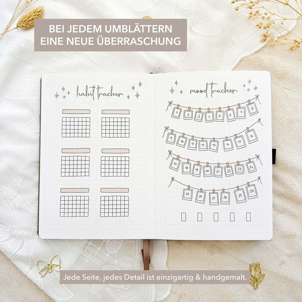 Hand-drawn journal - Undated planner - Cappuccino