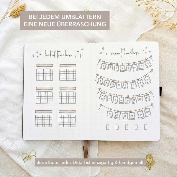 Hand-drawn journal - Undated planner - Cappuccino