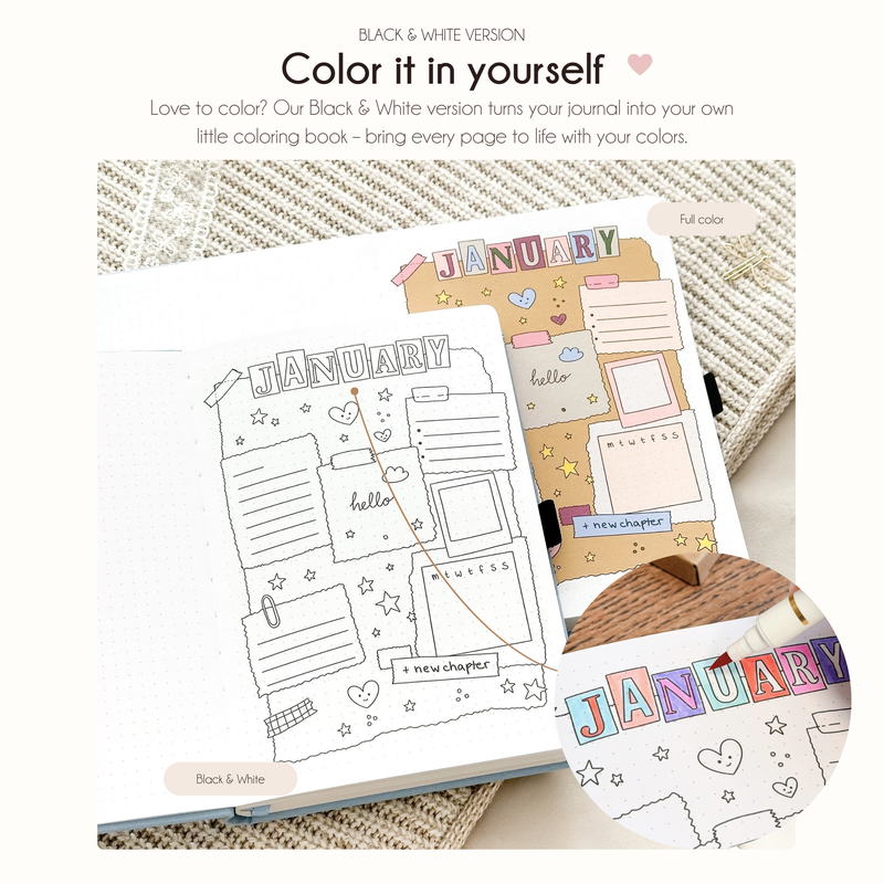 Black & white journal pages to color in yourself