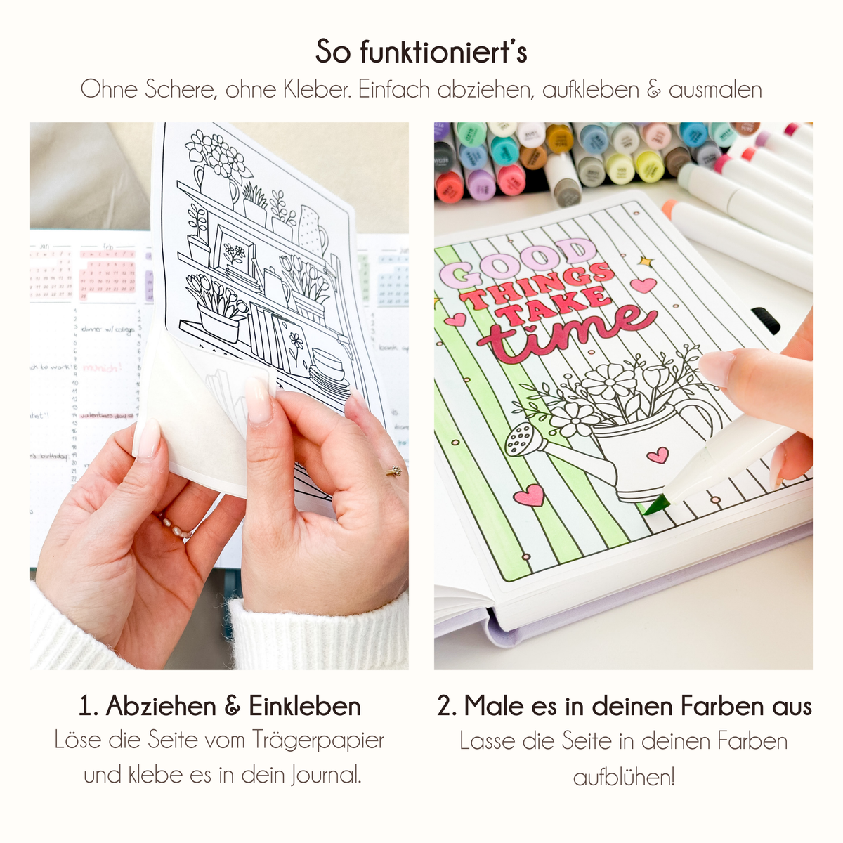 Ausmalseite zum Einkleben – Bilderwand