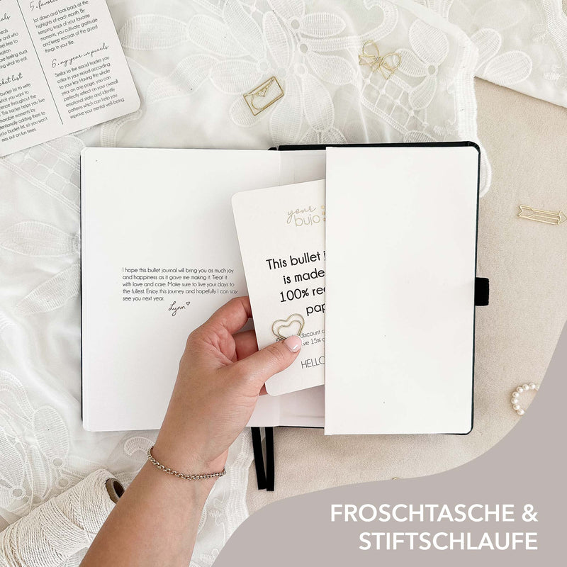 Gepunktetes Notizbuch - 176 Seiten - 100% Recyclingpapier - Schwarz