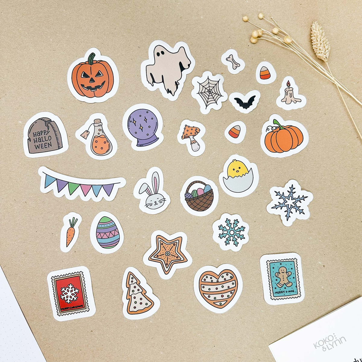26 hand-drawn stickers - Seasons bundle