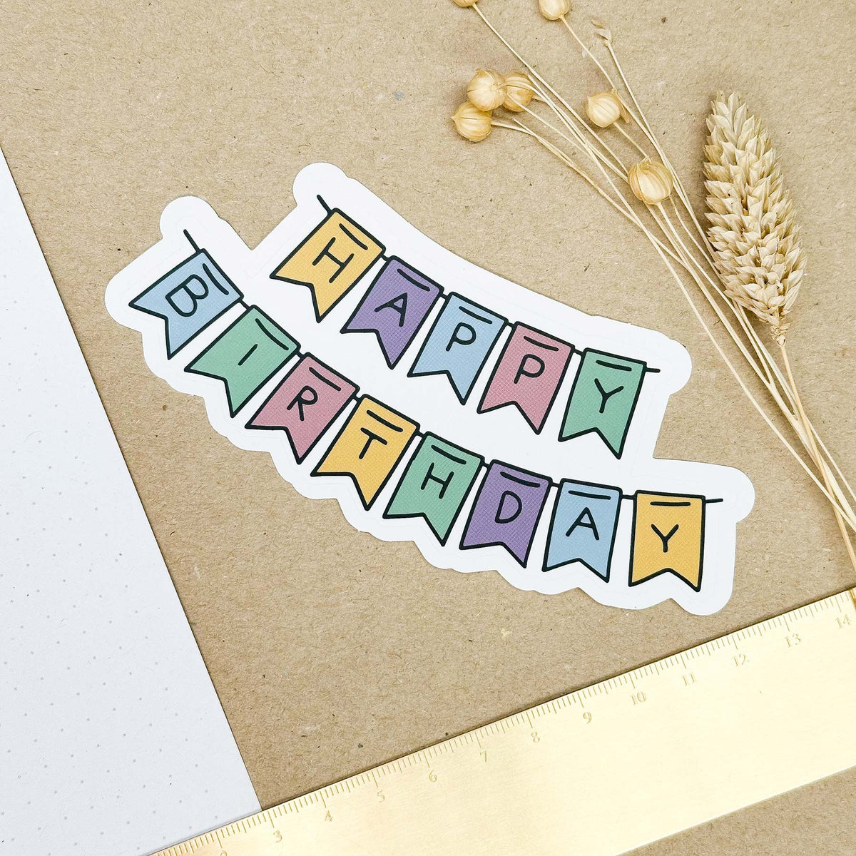 Hand-drawn sticker - Happy birthday garland- Size L
