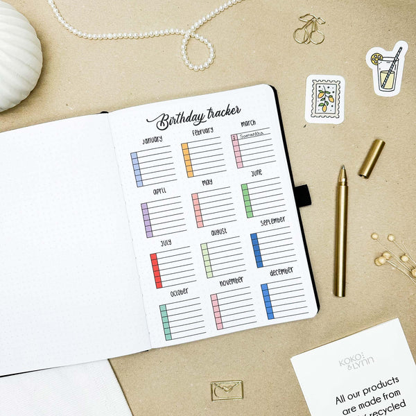 Birthday tracker - Stick-in-page - 100% recycled paper