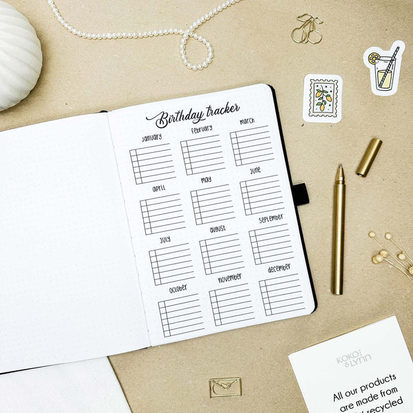 Birthday tracker - Stick-in-page - 100% recycled paper