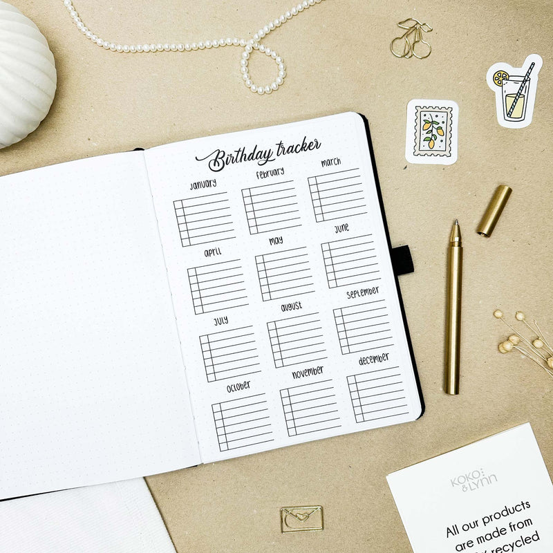 Birthday tracker - Stick-in-page - 100% recycled paper